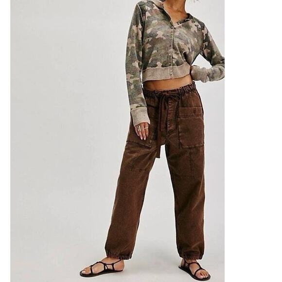 Free People River Stone Pants Cargo Brown Size XS NWOT